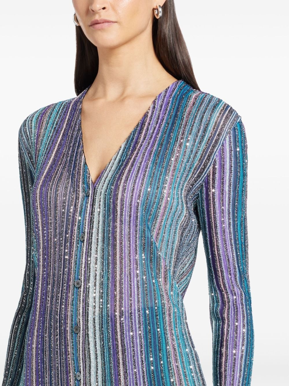 sequinned pleated cardigan - 5