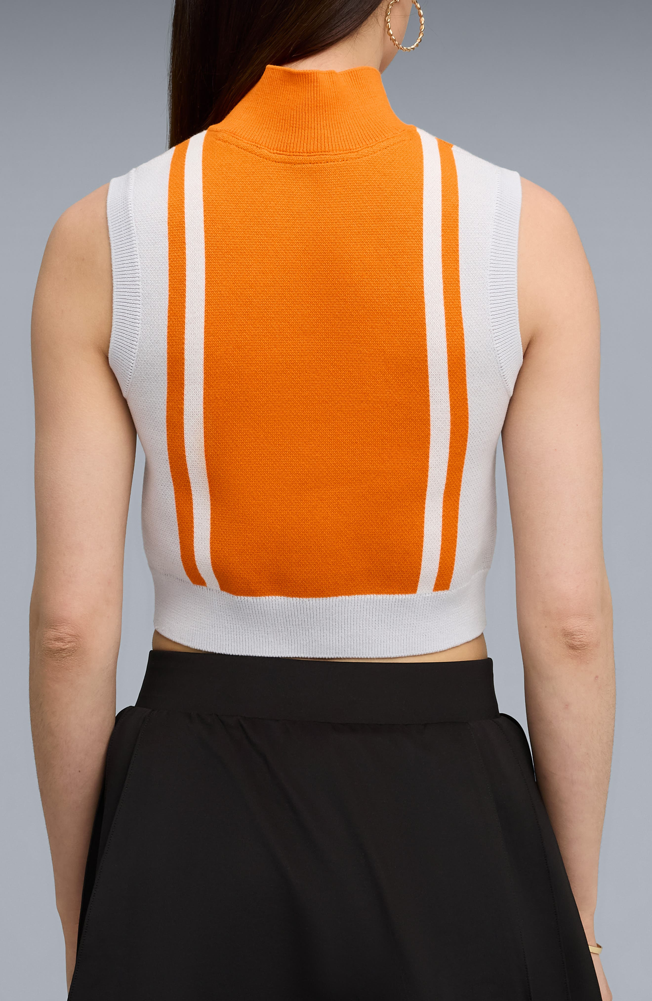 PUMA Future Archive Jacquard Sleeveless Half Zip Knit Crop Top in Silver Mist/Orange Glow at Nordstr - 2
