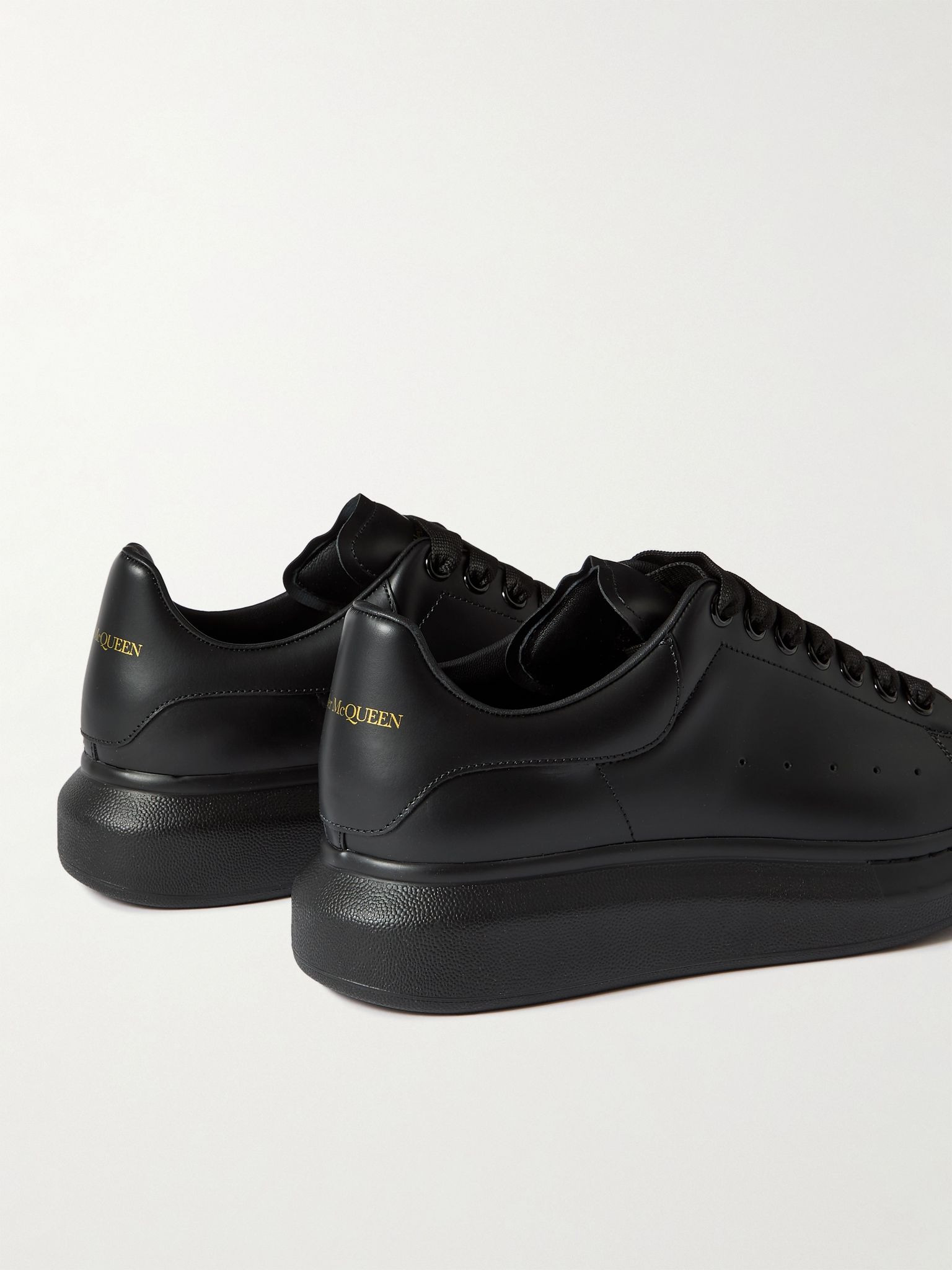 Exaggerated-Sole Studded Leather Sneakers Black - 5