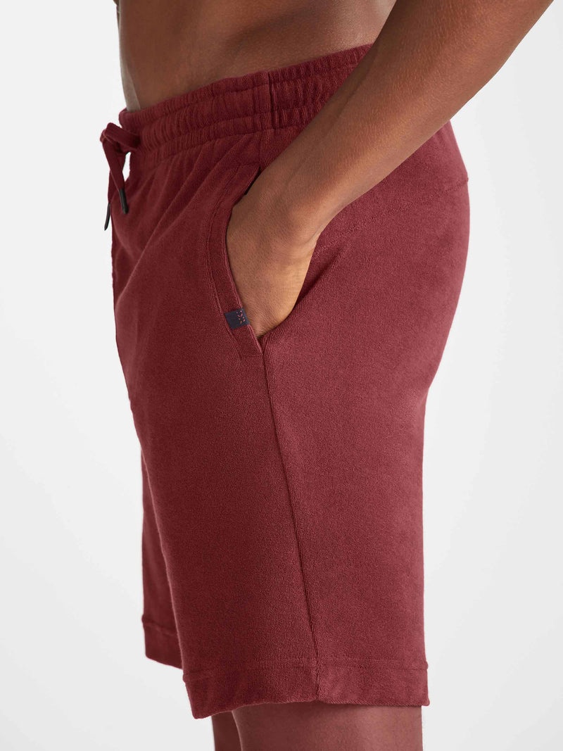 Men's Towelling Shorts Isaac Terry Cotton Burgundy - 7