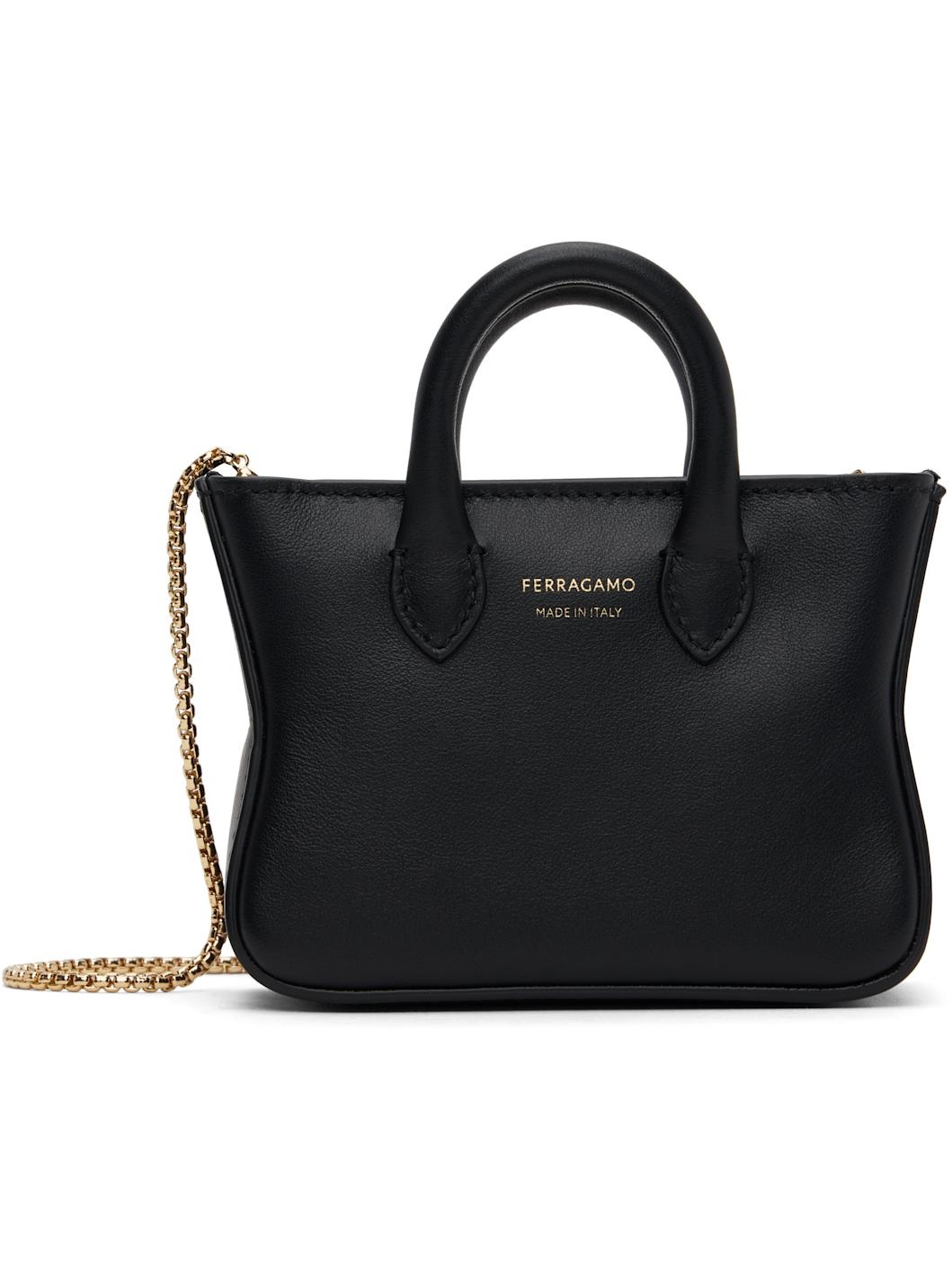 ★Ferragamo★ ブラック Tote Mini Charm 財布 FERRAGAMO Black Tote Mini Charm Coin Pouch | REVERSIBLE