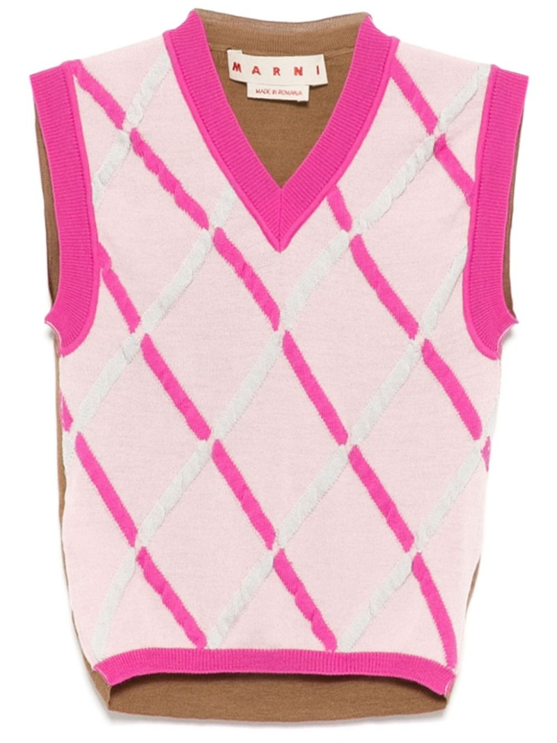 diamond pattern sleeveless knitted top 1