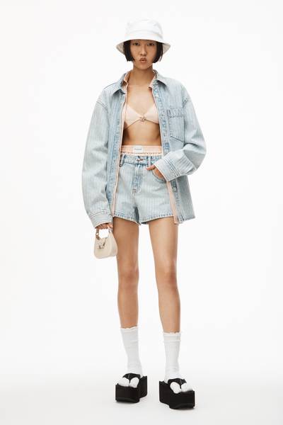 Alexander Wang CRYSTAL STRIPE BITE SHORT IN DENIM outlook