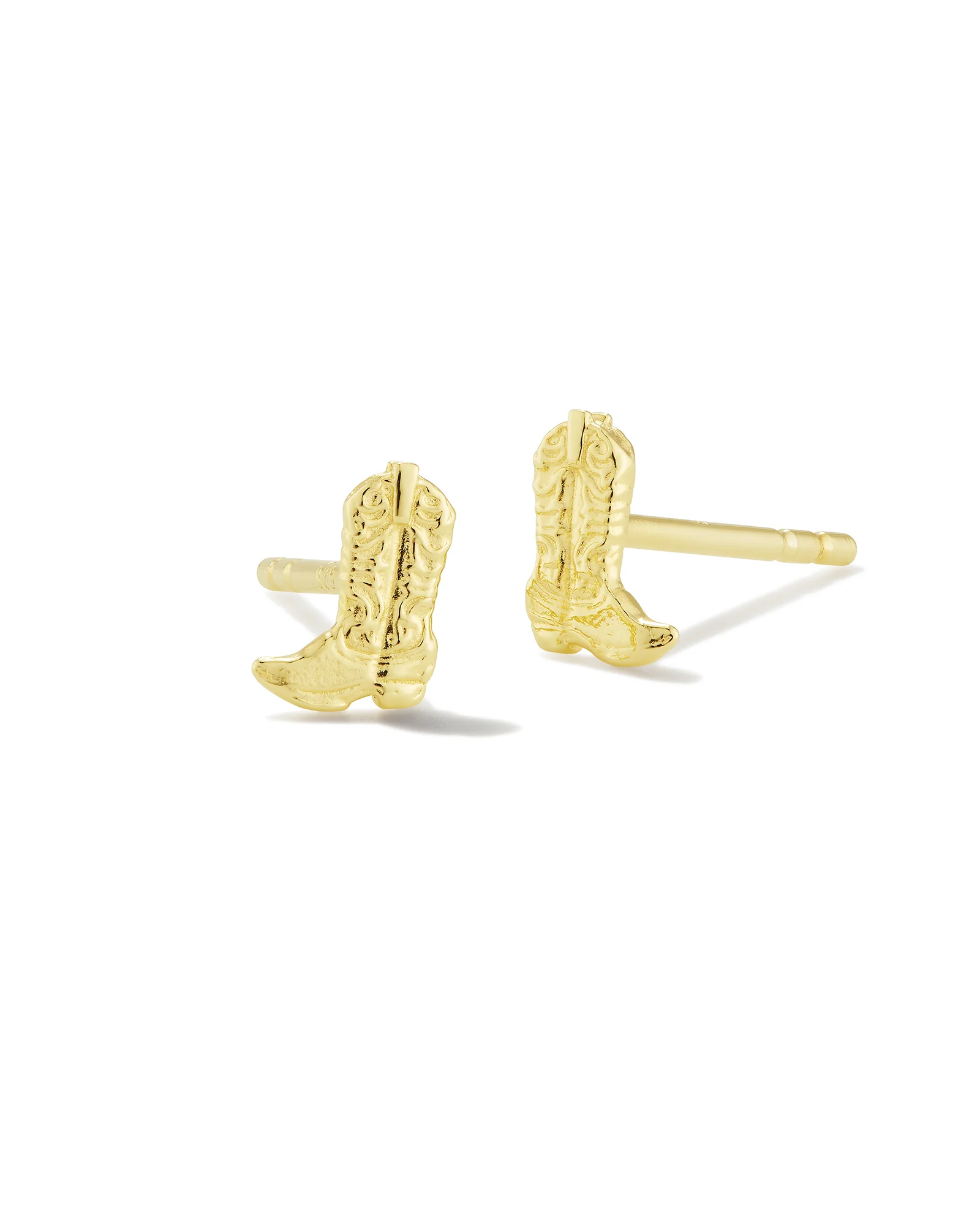 Tiny Cowboy Boot Stud Earrings in 18k Yellow Gold Vermeil - 1