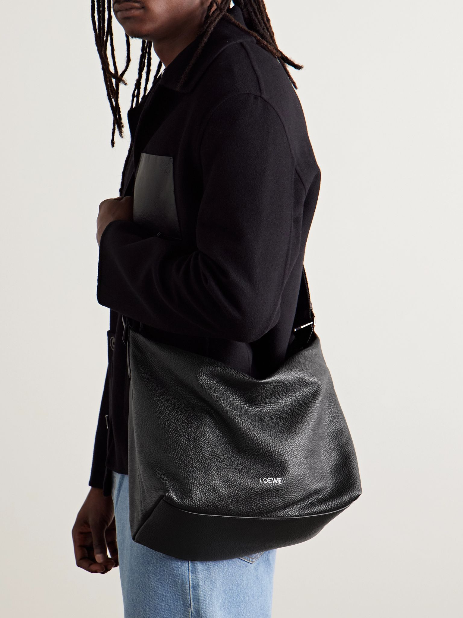 Cubi Full-Grain Leather Messenger Bag Black - 2