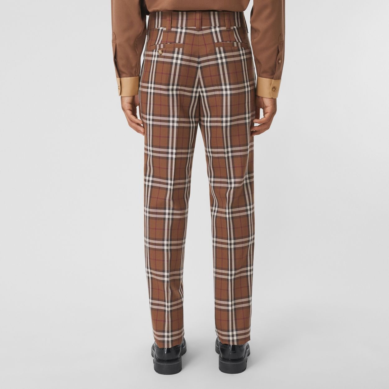 Check Wool Cropped Tailored Trousers - 4