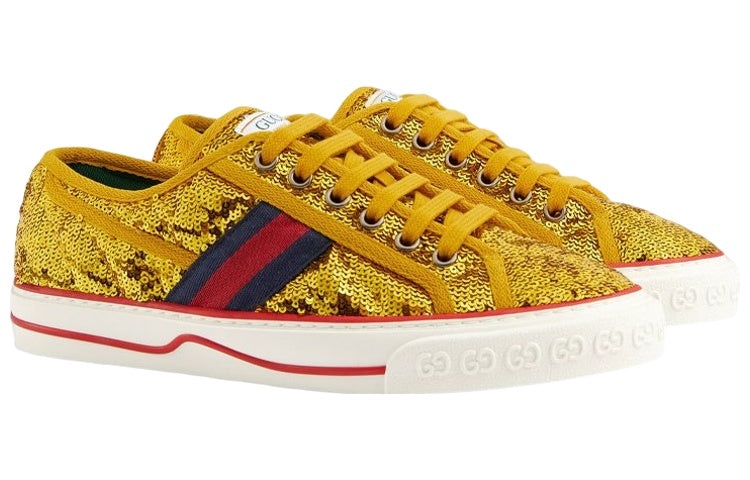 (WMNS) Gucci Tennis 1977 'Gold Sequin Satin' 646438-2MO10-8060 - 2