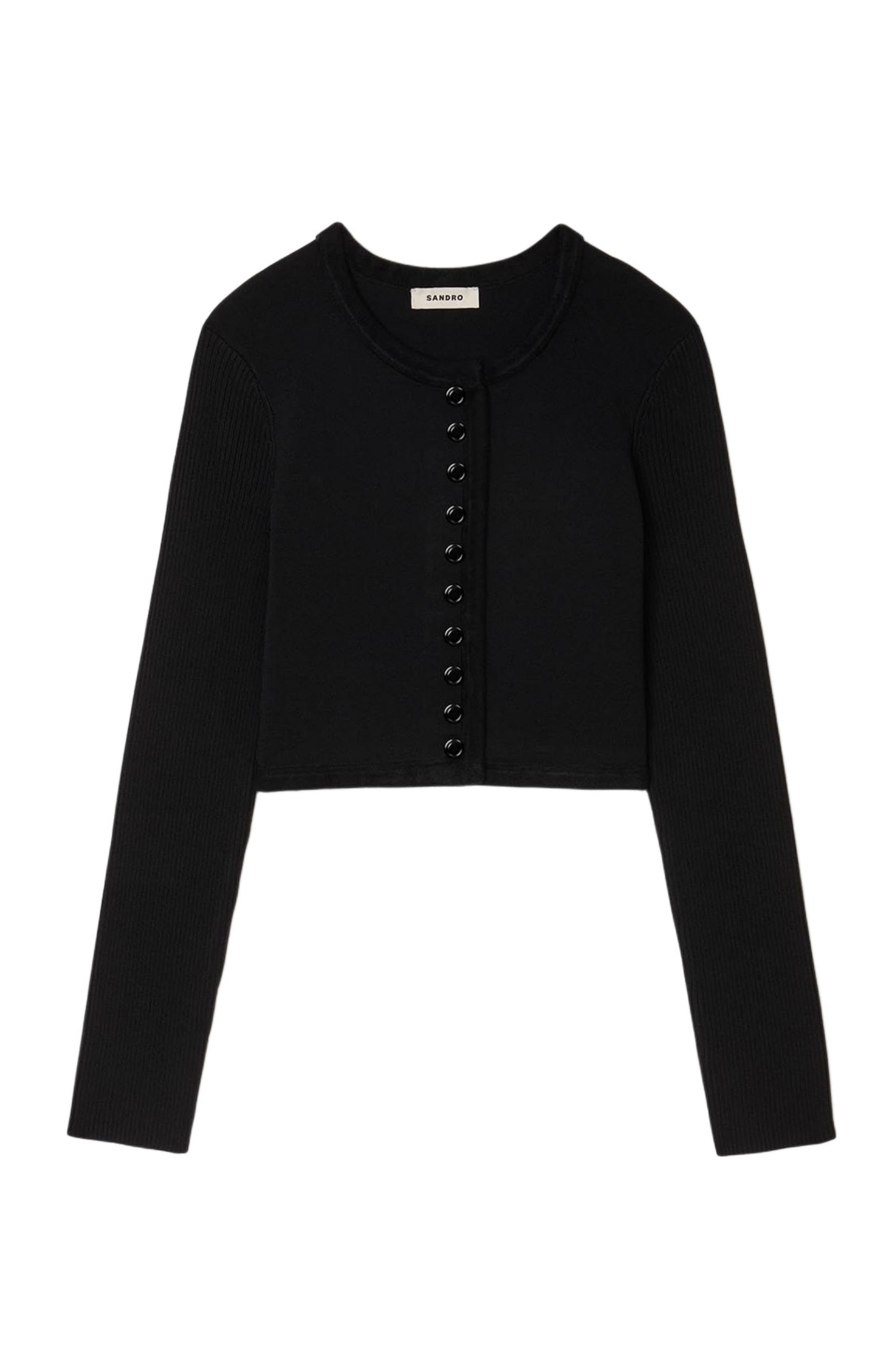 SANDRO Cropped cardigan in Black at Nordstrom - 5
