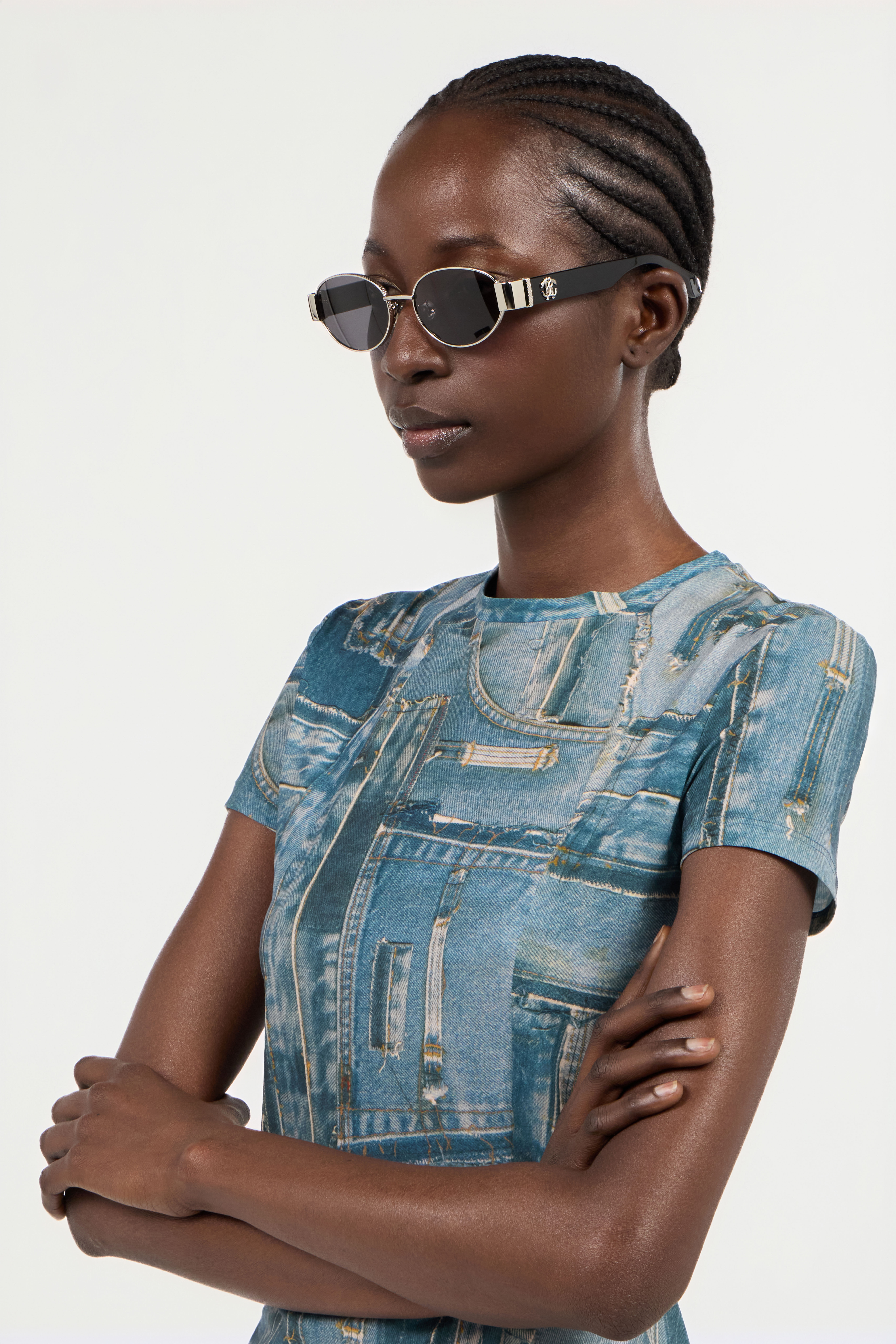 Sunglasses with snakeskin effect metal trim - 2