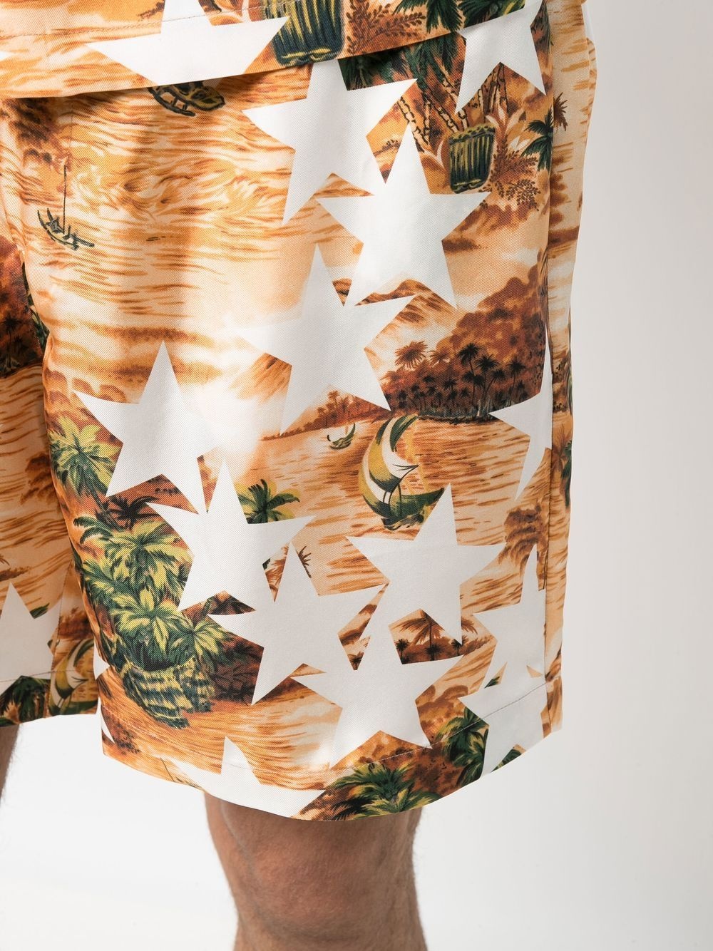 star-palm-tree-print silk shorts - 5