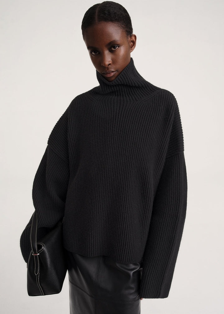 Wool-blend rib knit black - 5