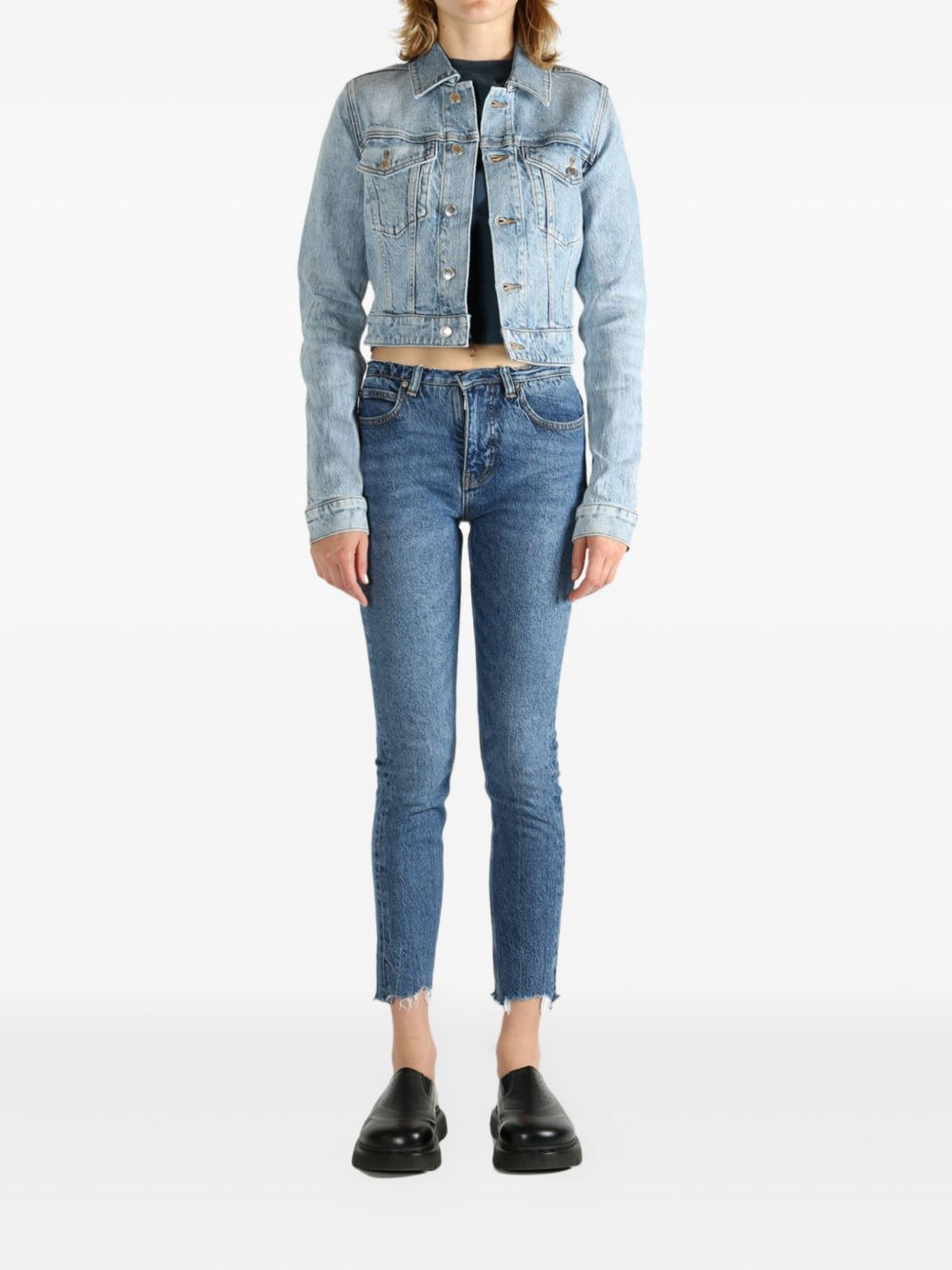 button-fastening denim jacket - 2