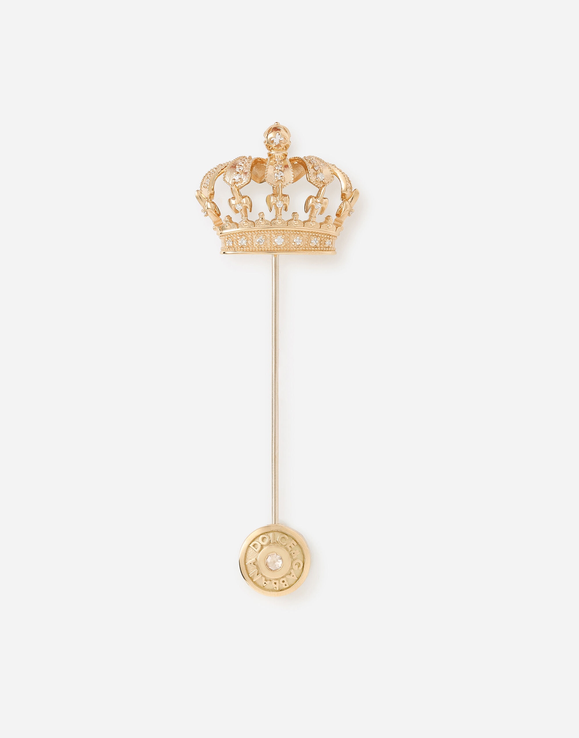 Crown yellow gold stick pin brooch - 1