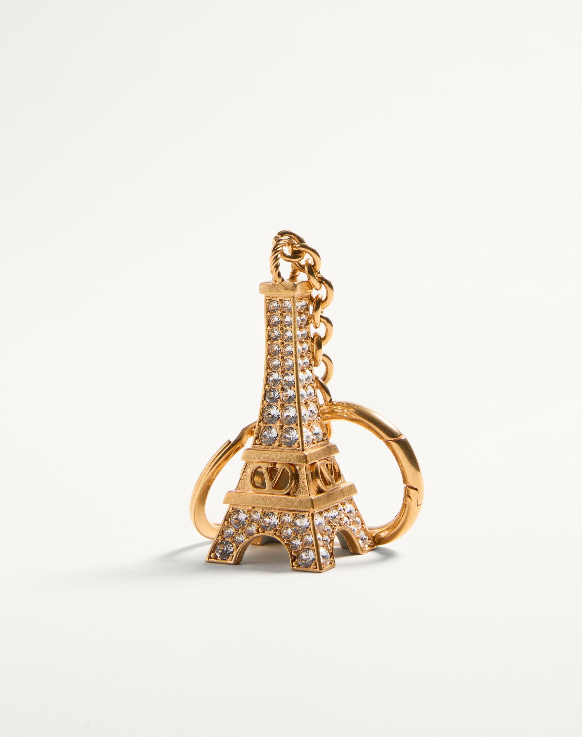 CHEZ VALENTINO BAG CHARM WITH KEY RING IN METAL, ENAMEL, AND CRYSTALS - 2