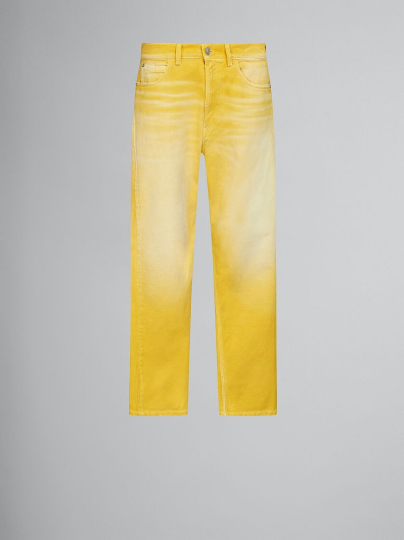 YELLOW OVERDYED BULL DENIM STRAIGHT-LEG TROUSERS 1