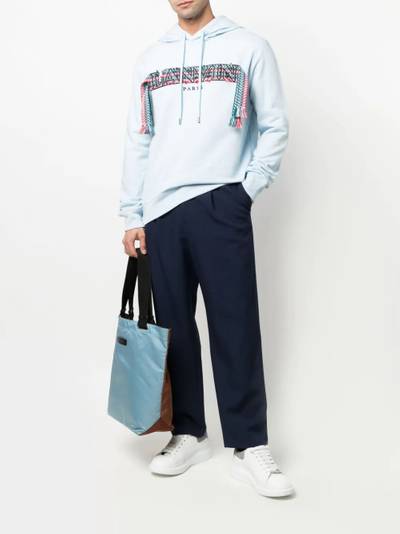 Lanvin ribbon-logo long-sleeved hoodie outlook