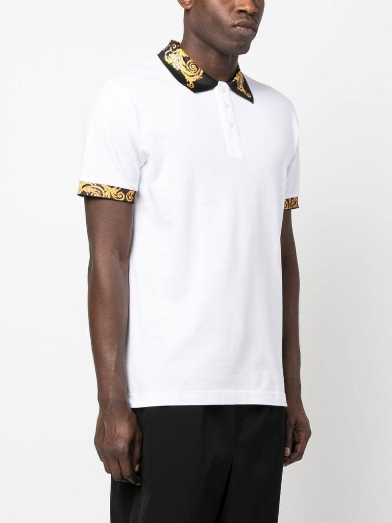Barocco-print shirt-sleeve polo shirt - 3