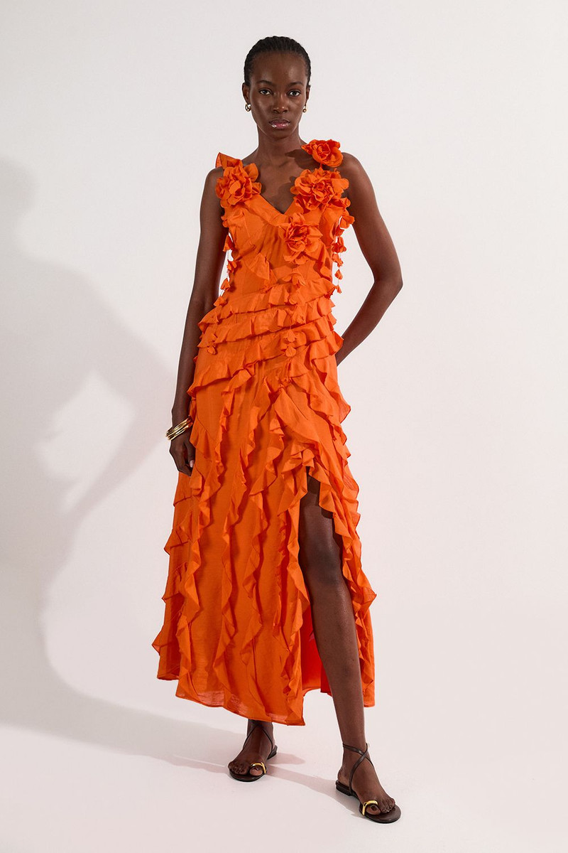 KAREN MILLEN Tall Ruffle Strappy Woven Maxi Dress outlook