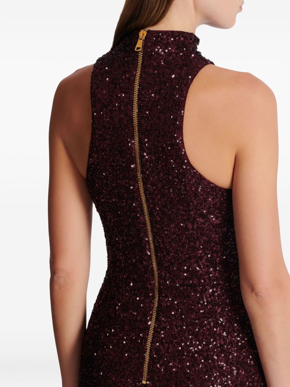 high-neck sequin dress - 5