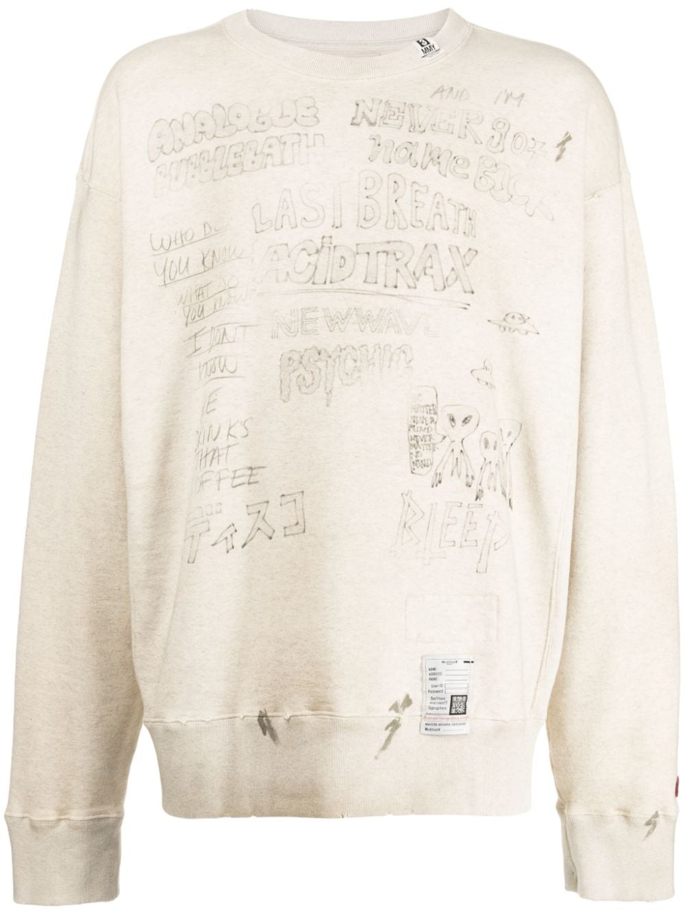 sketch-print distressed jumper - 1