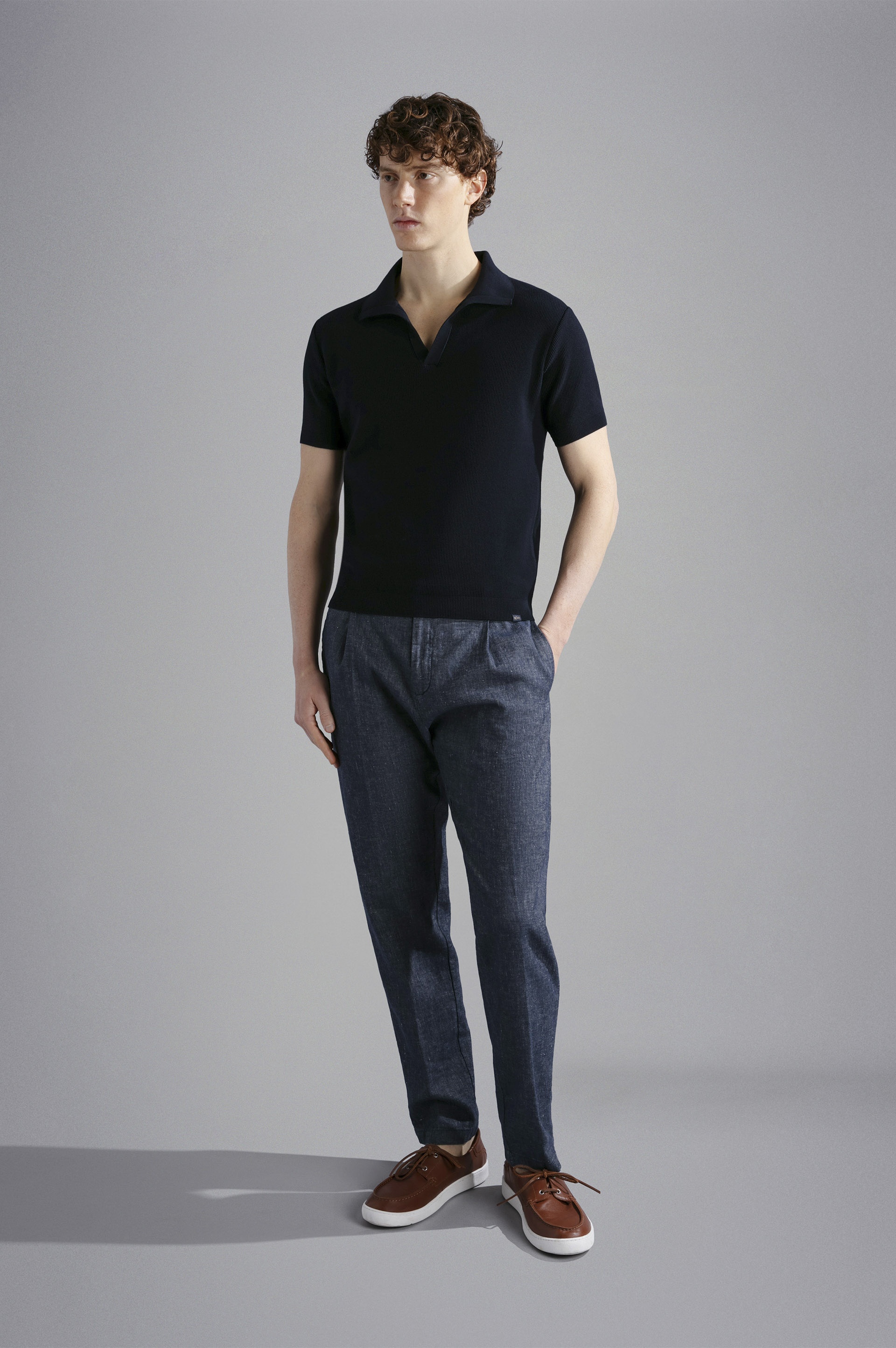 LINEN E COTTON STRETCH CHINO TROUSERS - 2
