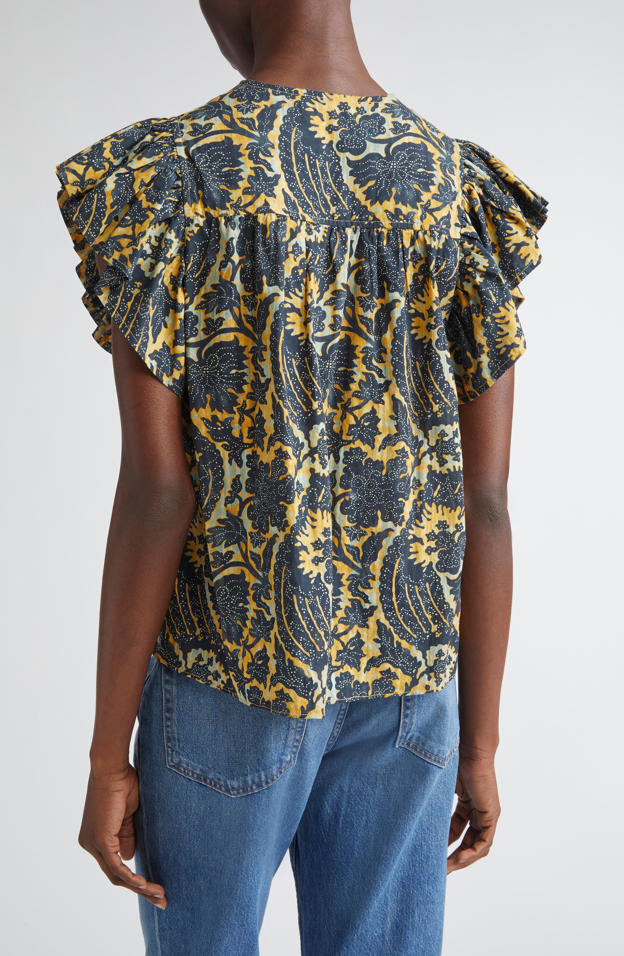 Ulla Johnson Sienna Flutter Sleeve Top in Luna at Nordstrom - 2