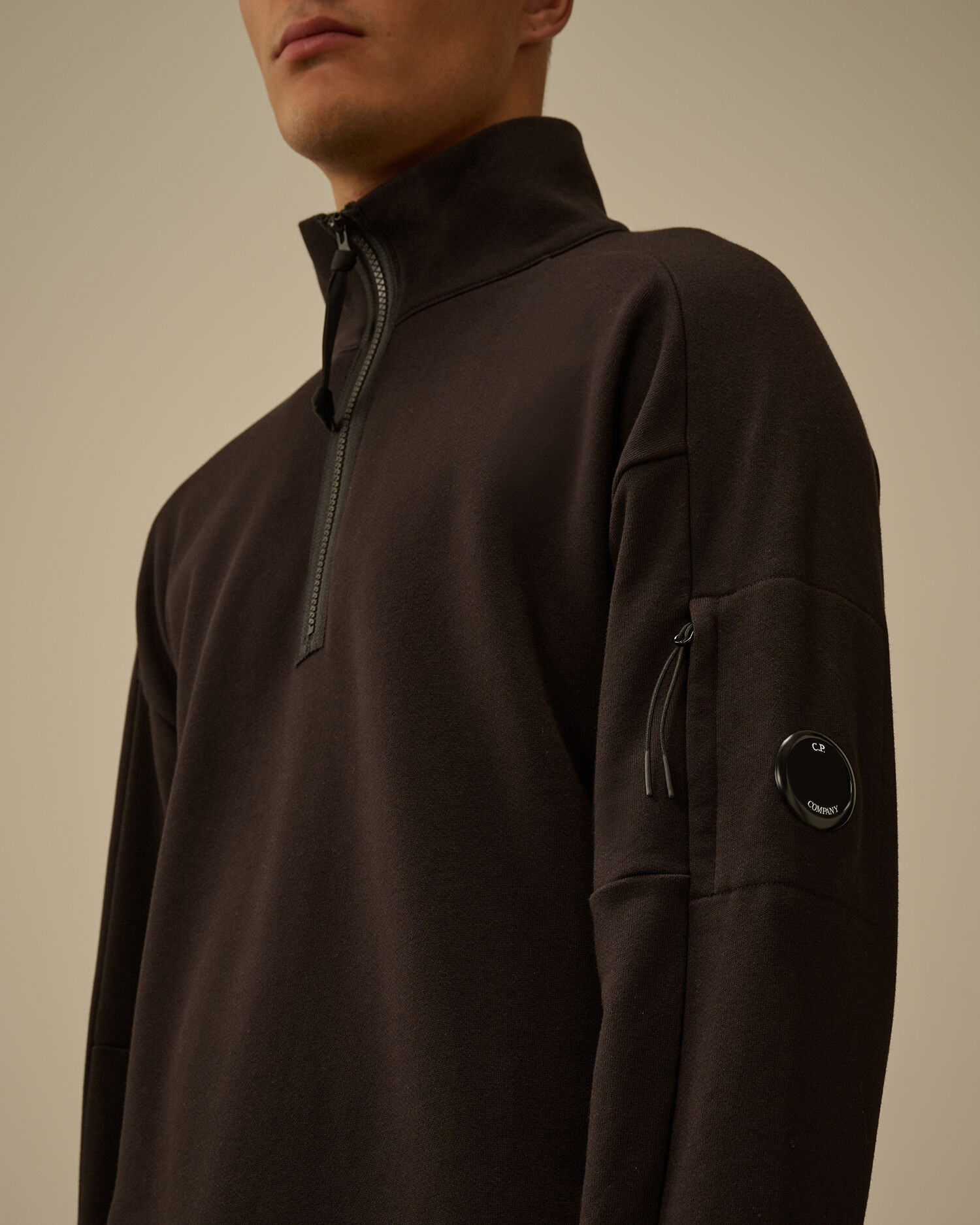 Diagonal Raised Fleece Half Zip Sweatshirt - 5