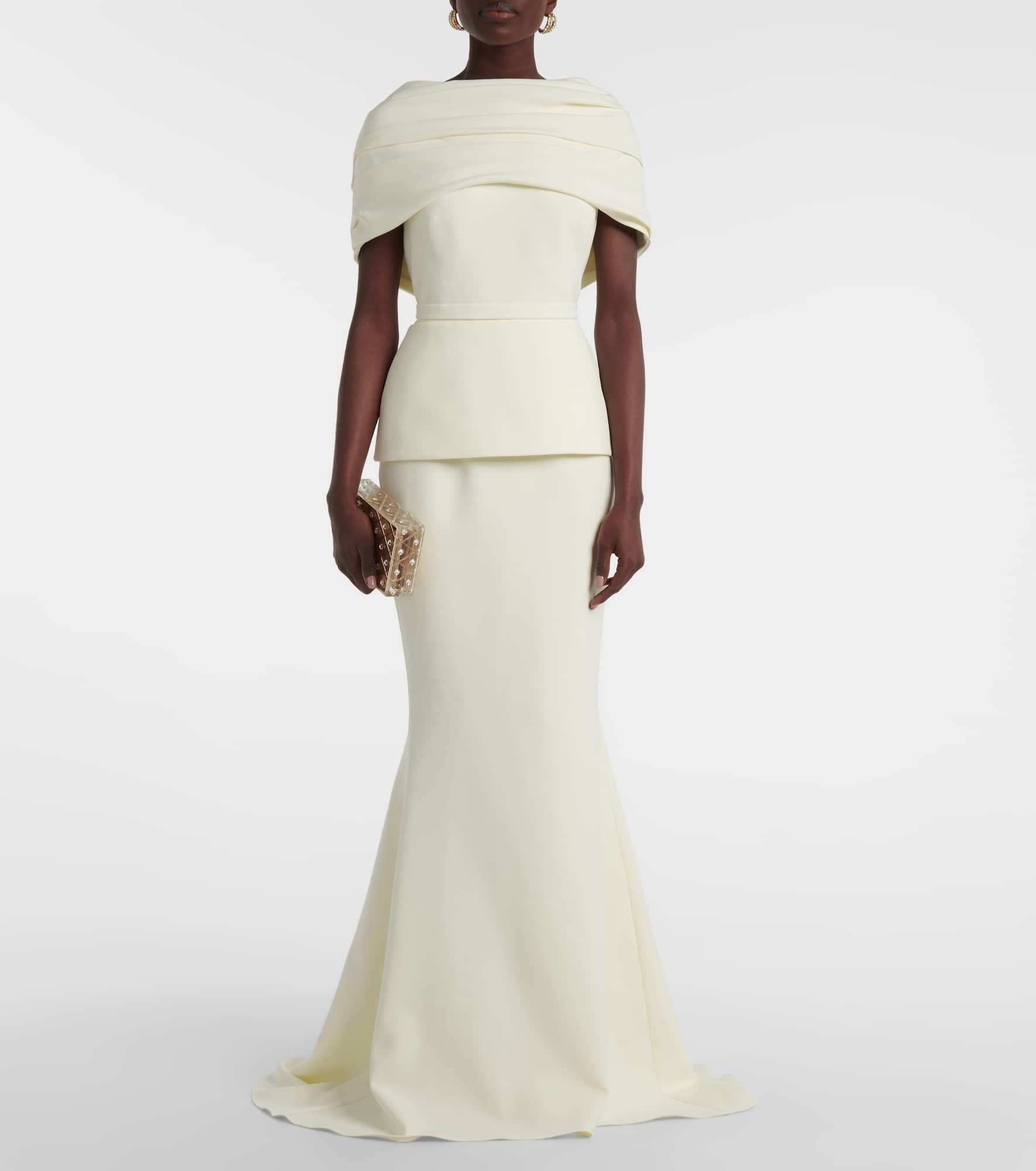 Pleated caped crêpe gown - 2