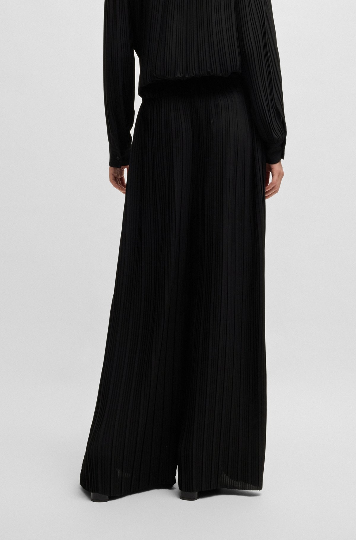 REGULAR-FIT HIGH-RISE TROUSERS IN PLISSÉ CREPE - 4