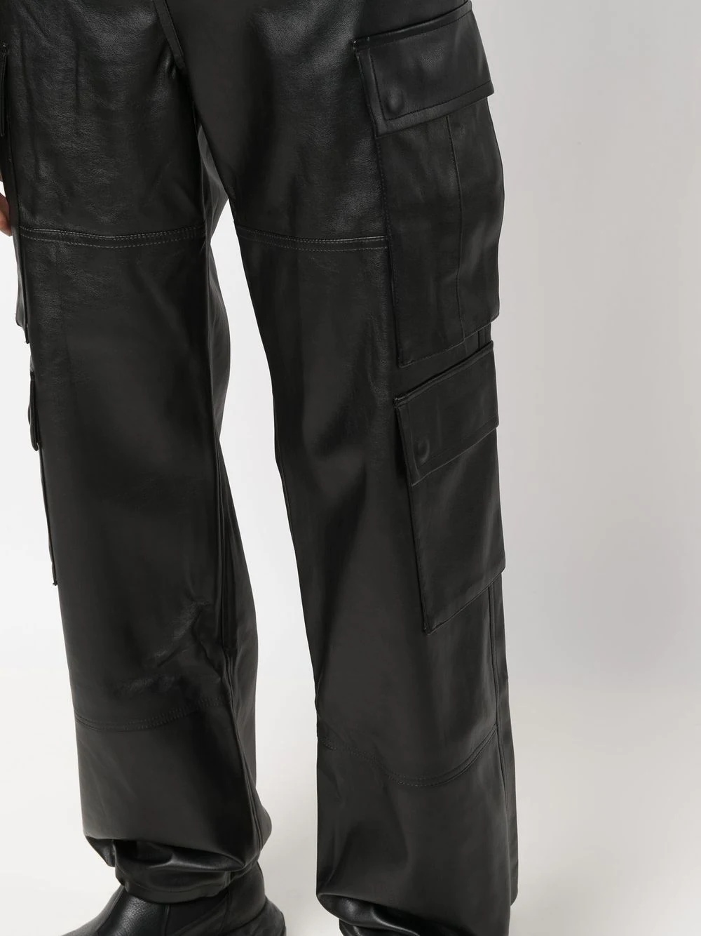 straight-leg biker trousers - 6