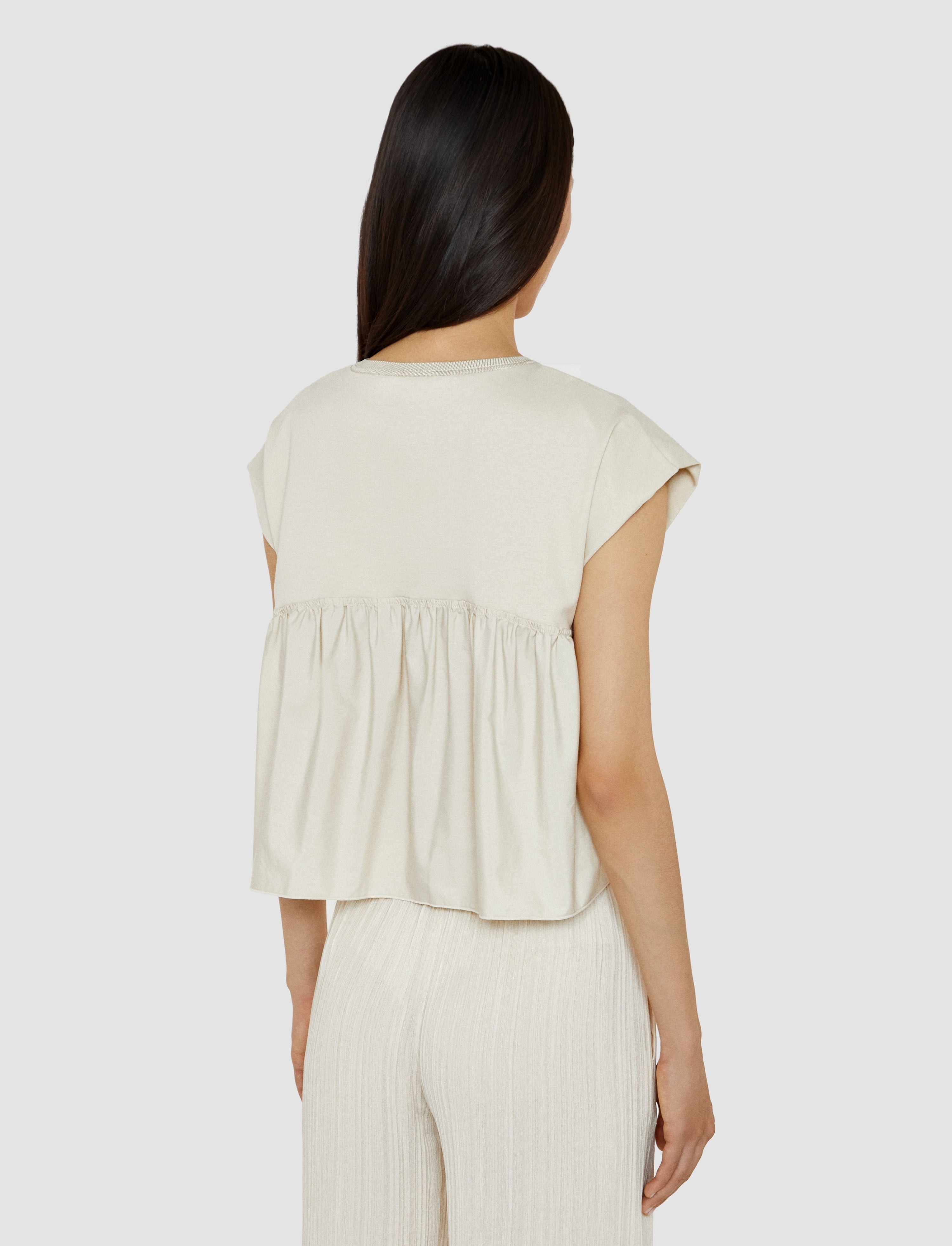 Cotton Poplin Jersey Round Neck T-Shirt - 4