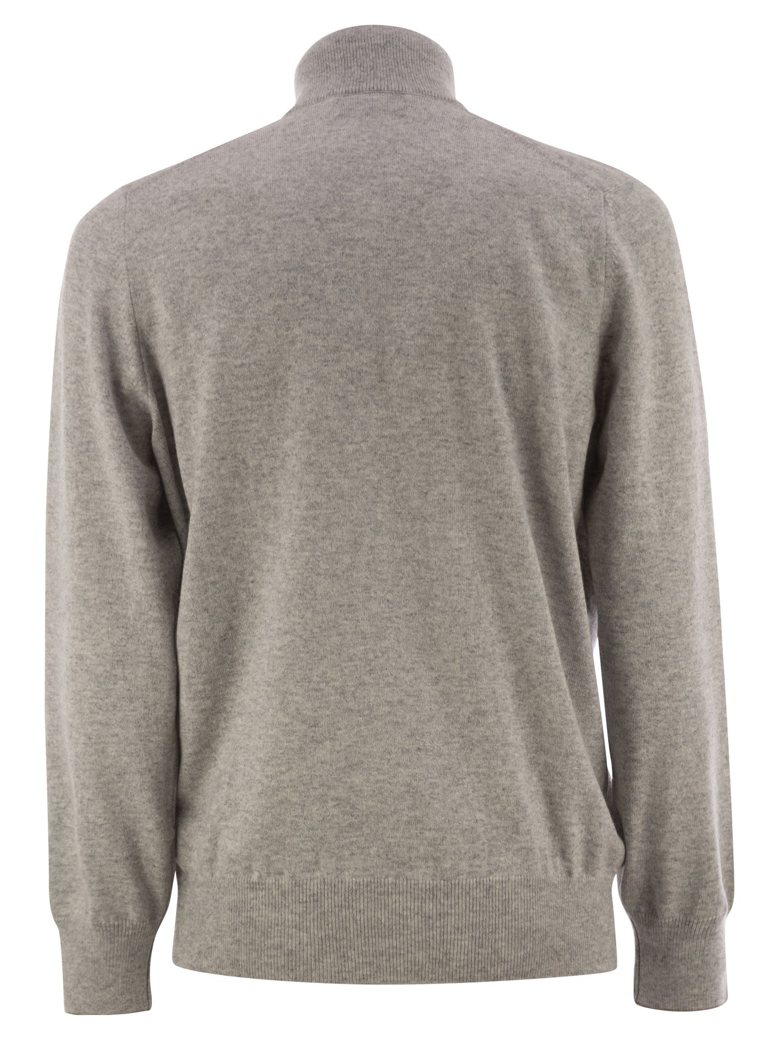 Brunello Cucinelli Men High-Necked Cashmere Sweater With Zip Opening - 2