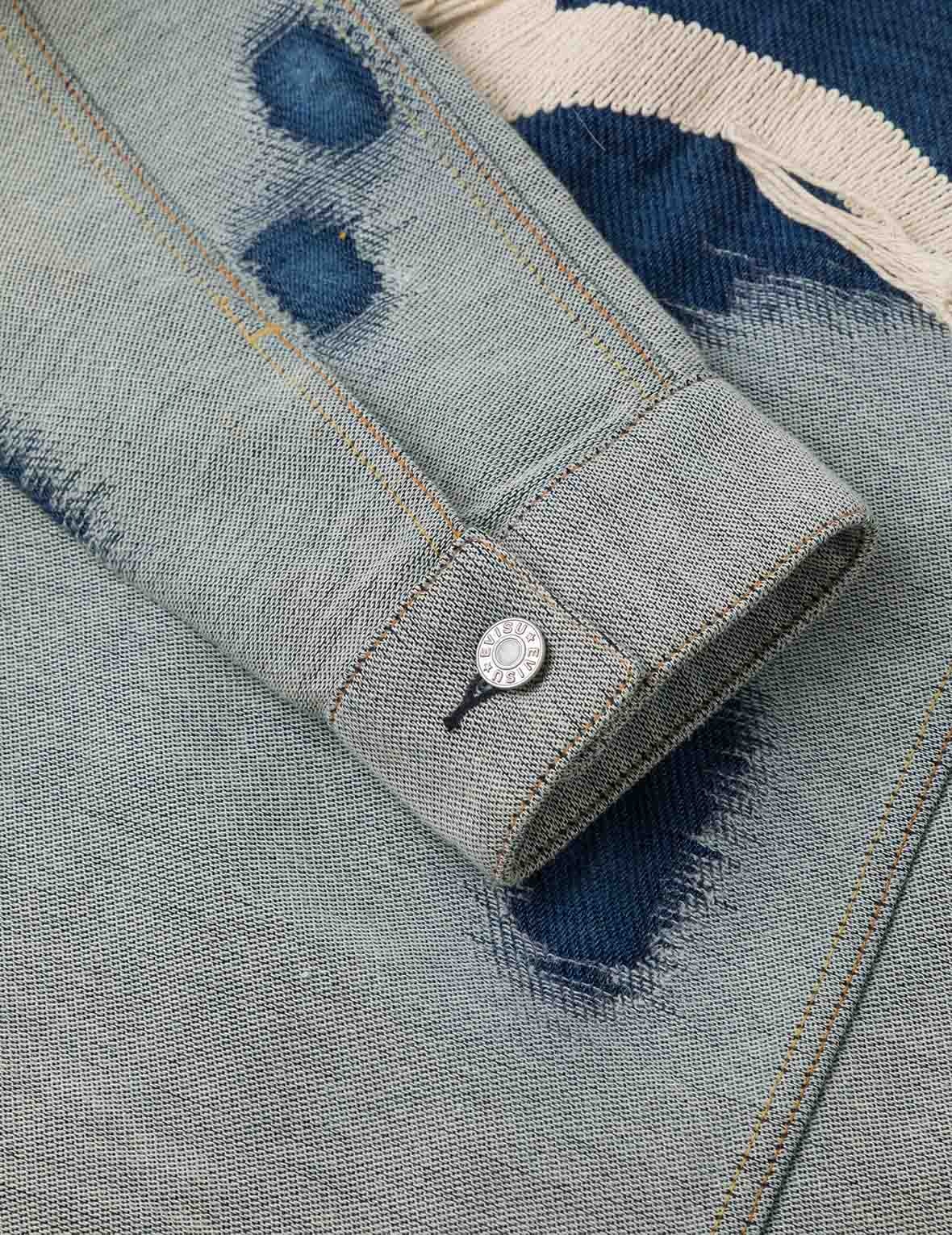 Distressed Logo and Seagull Embroidery Relax Fit Denim Jacket - 11