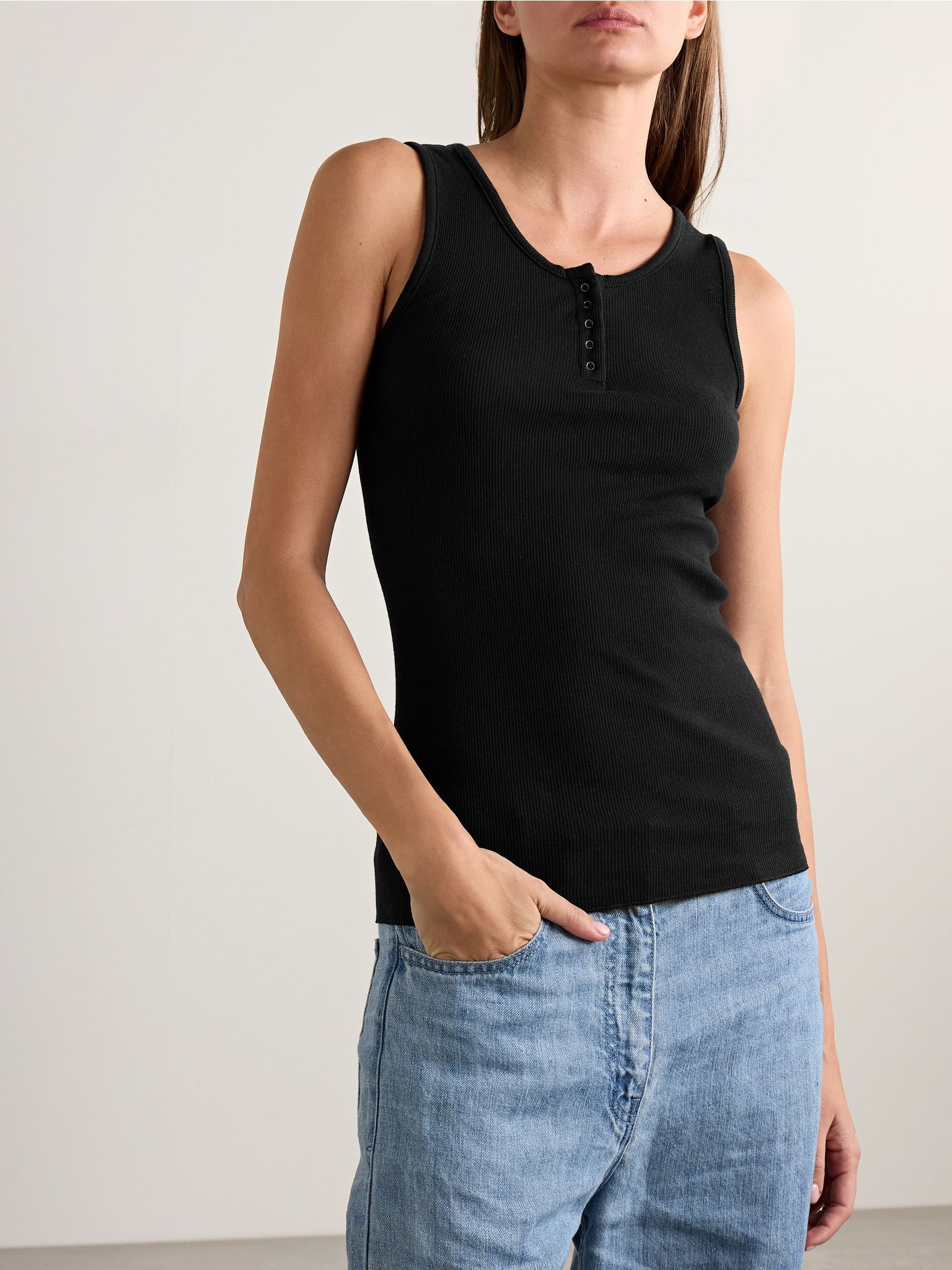 Mansel ribbed cotton-blend tank Black - 3