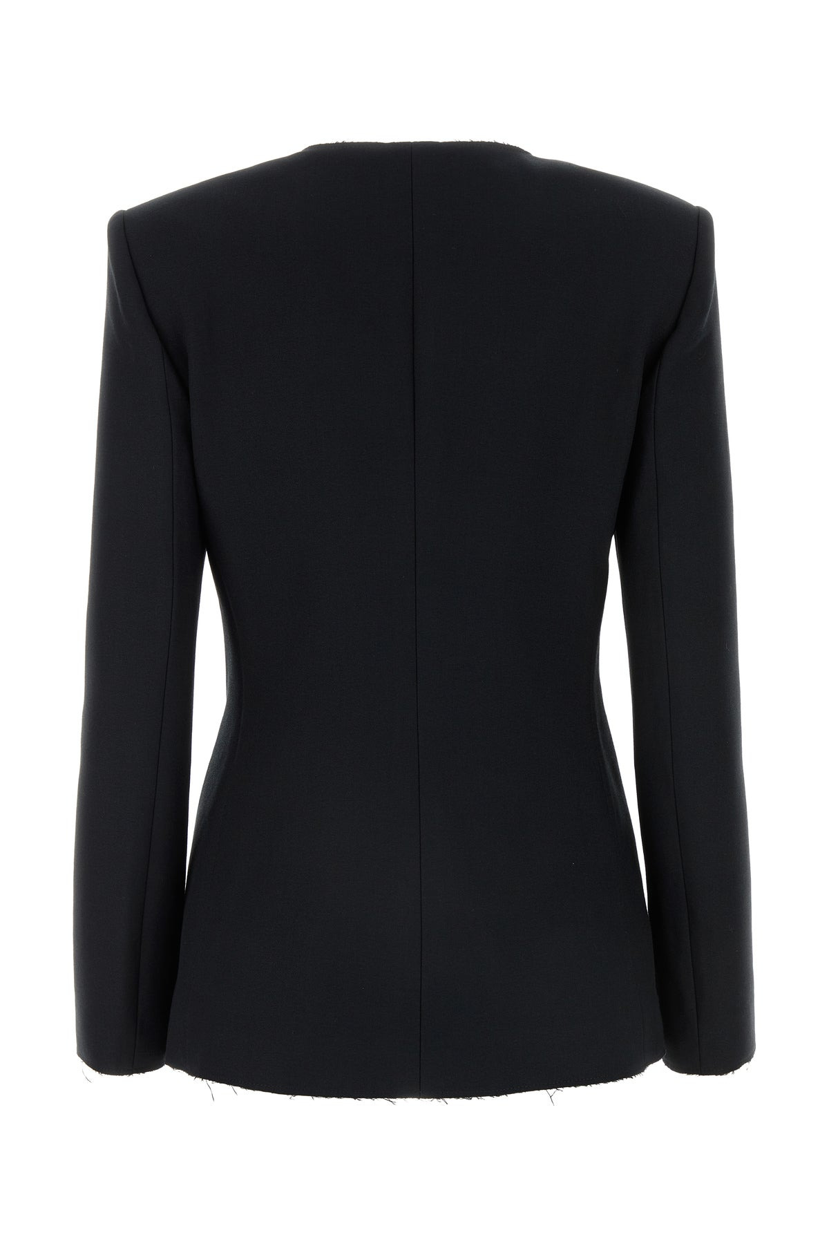 Black stretch polyester blend blazer - 2