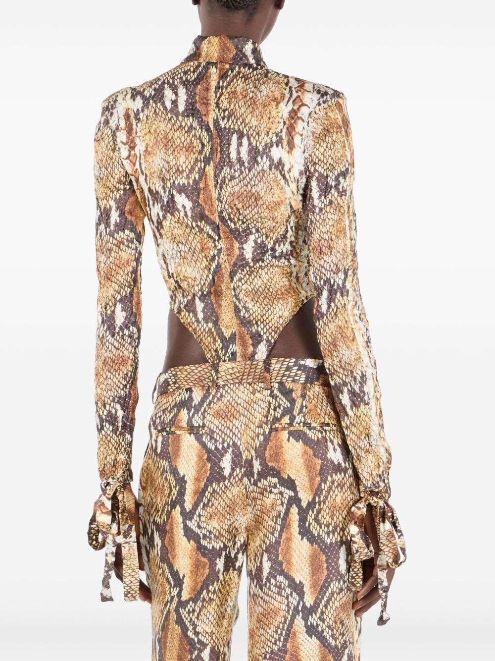 snakeskin-print bodysuit - 4