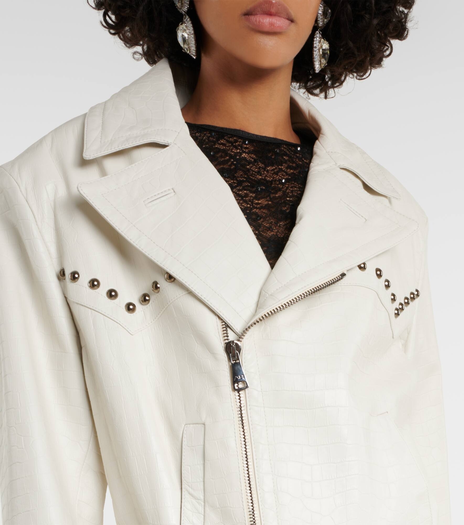 Croc-effect leather jacket - 6