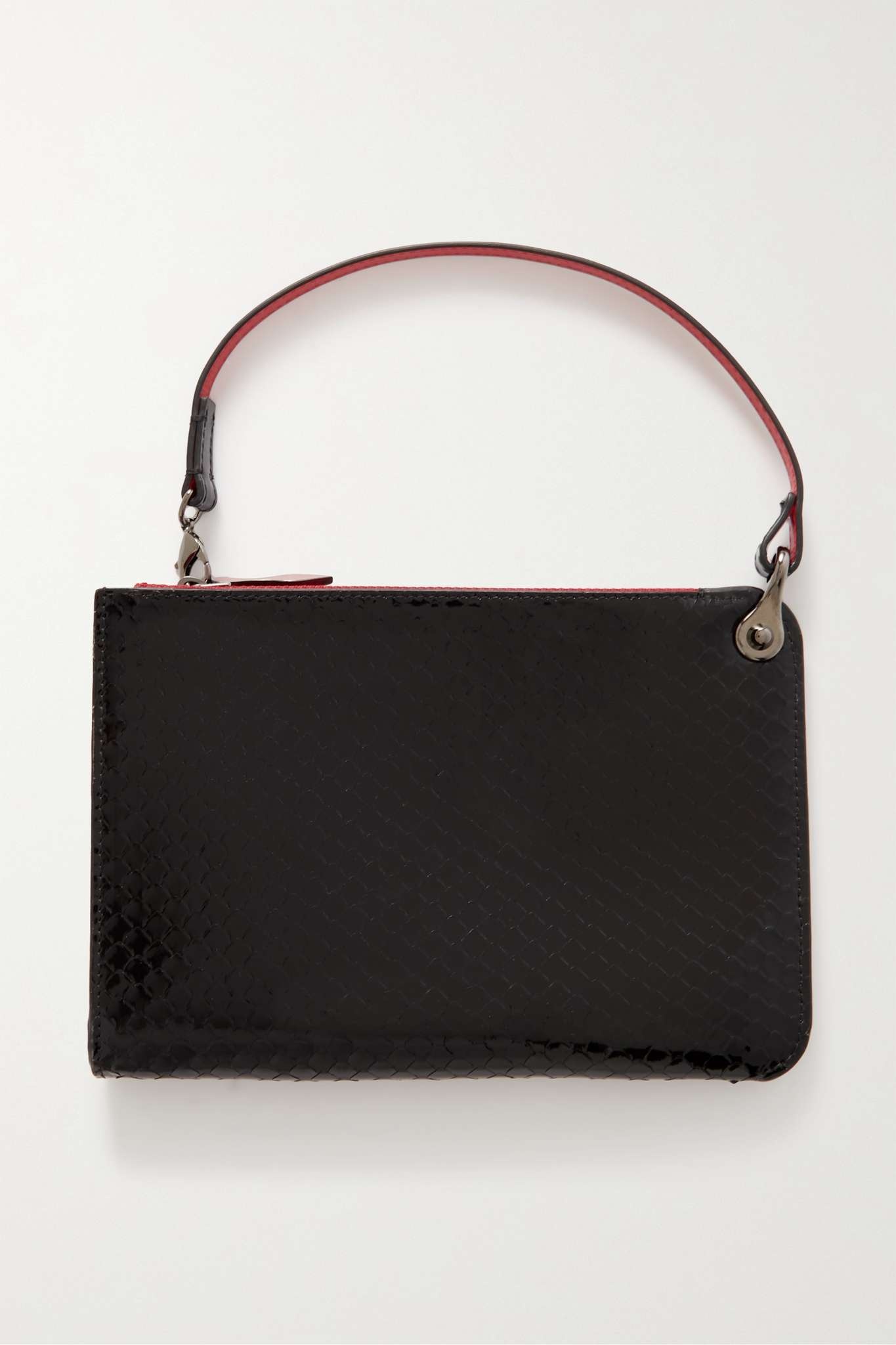 Embellished snake-effect patent-leather pouch - 3