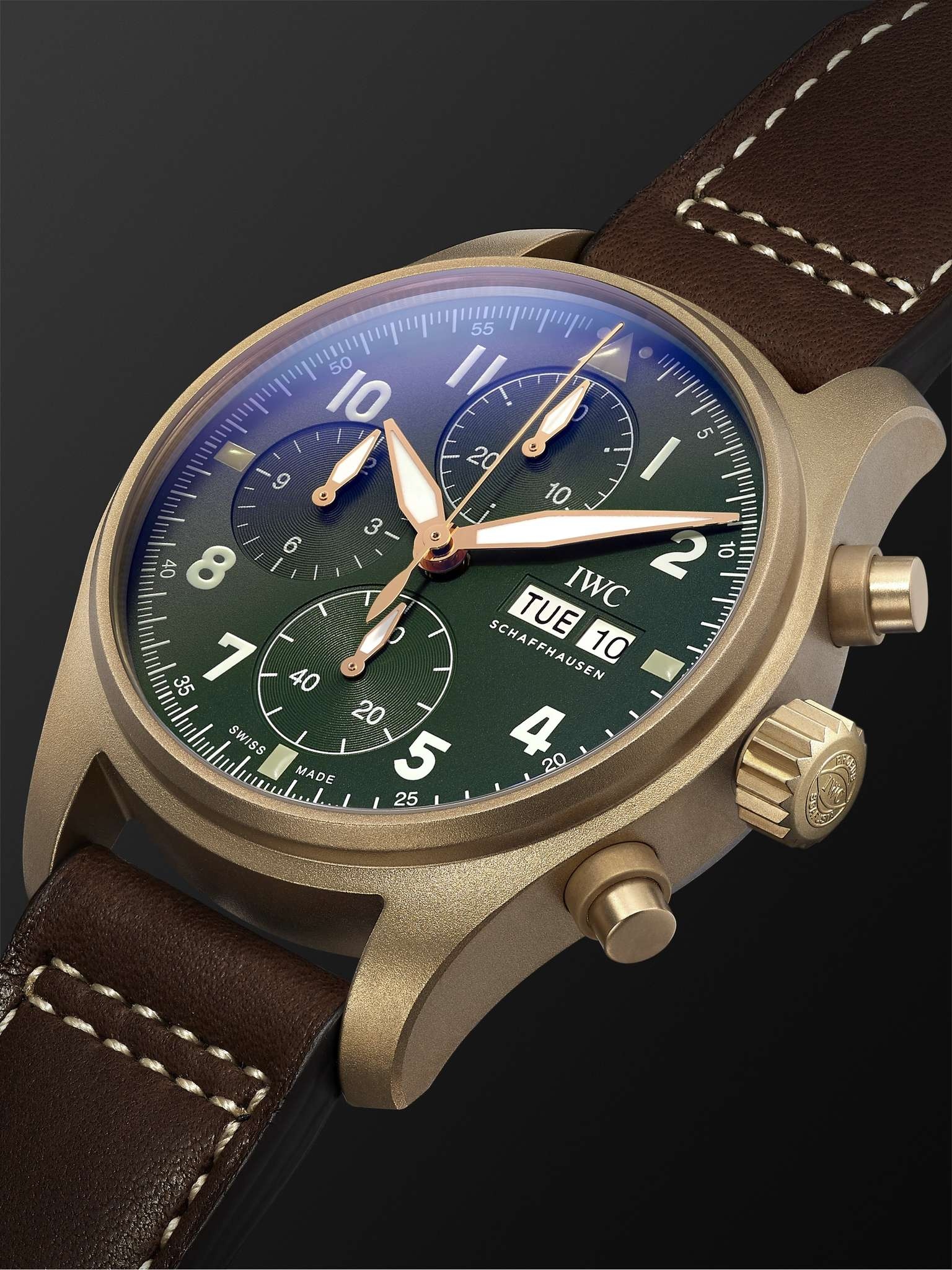 Pilot's Spitfire Automatic Chronograph 41mm Bronze and Leather Watch, Ref. No. IW387902 - 4