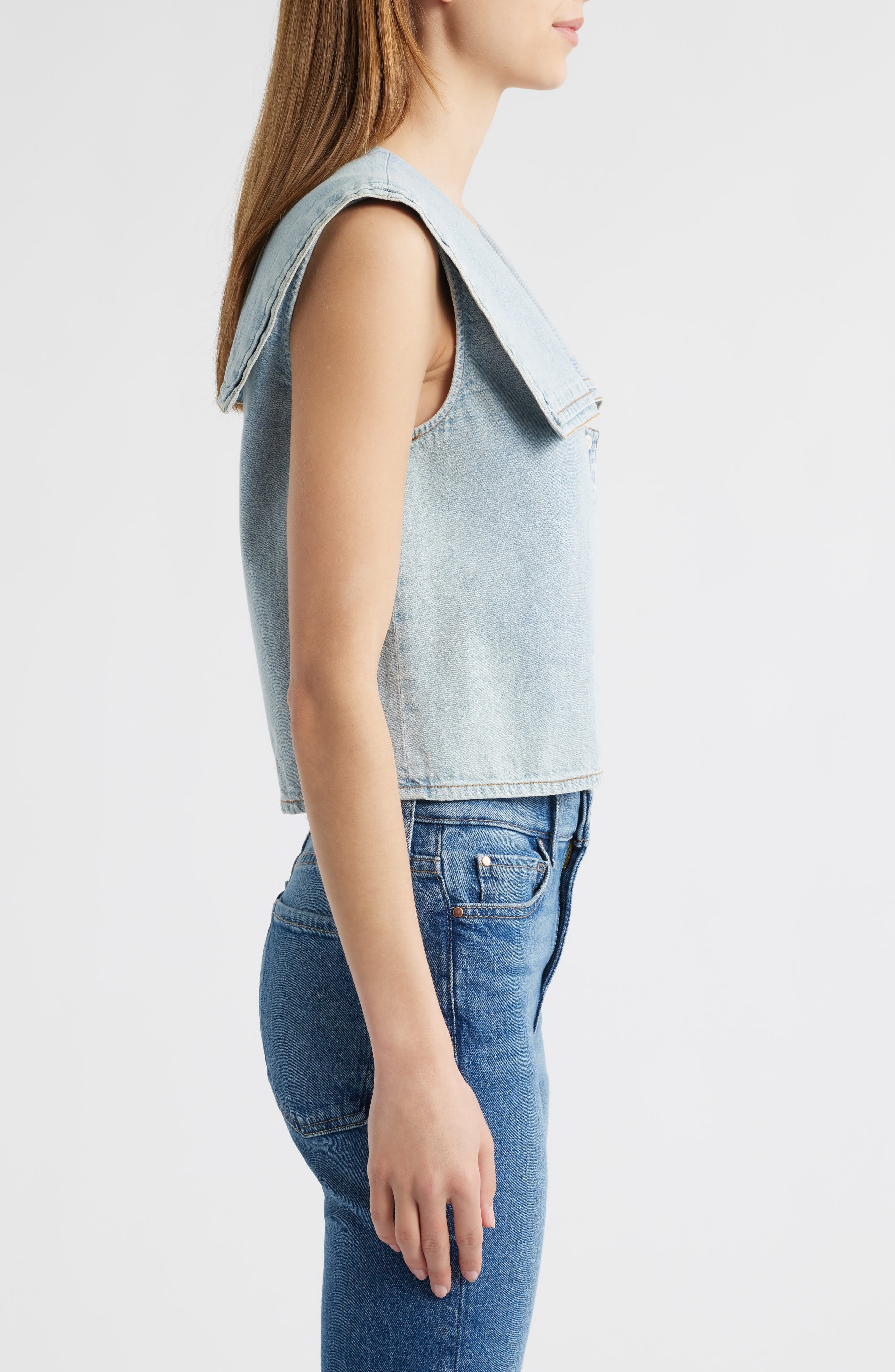 FRAME The Yacht Denim Sleeveless Top in Attention at Nordstrom - 3