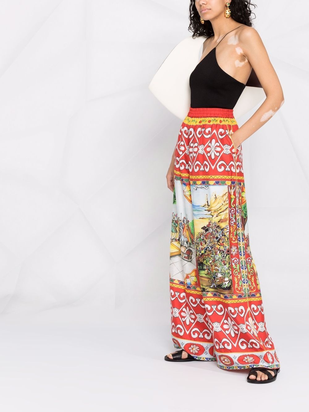 Carretto-print palazzo trousers - 6