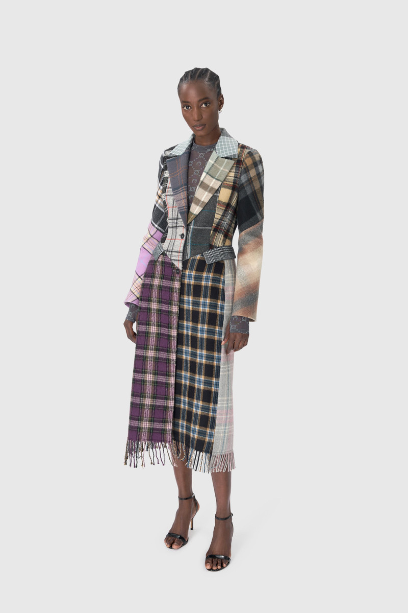 Marine Serre Regenerated Tartan Scarves Fitted Coat outlook