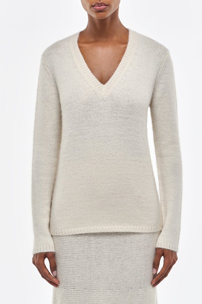 GABRIELA HEARST Isiah Knit Sweater in Ivory Cashmere outlook