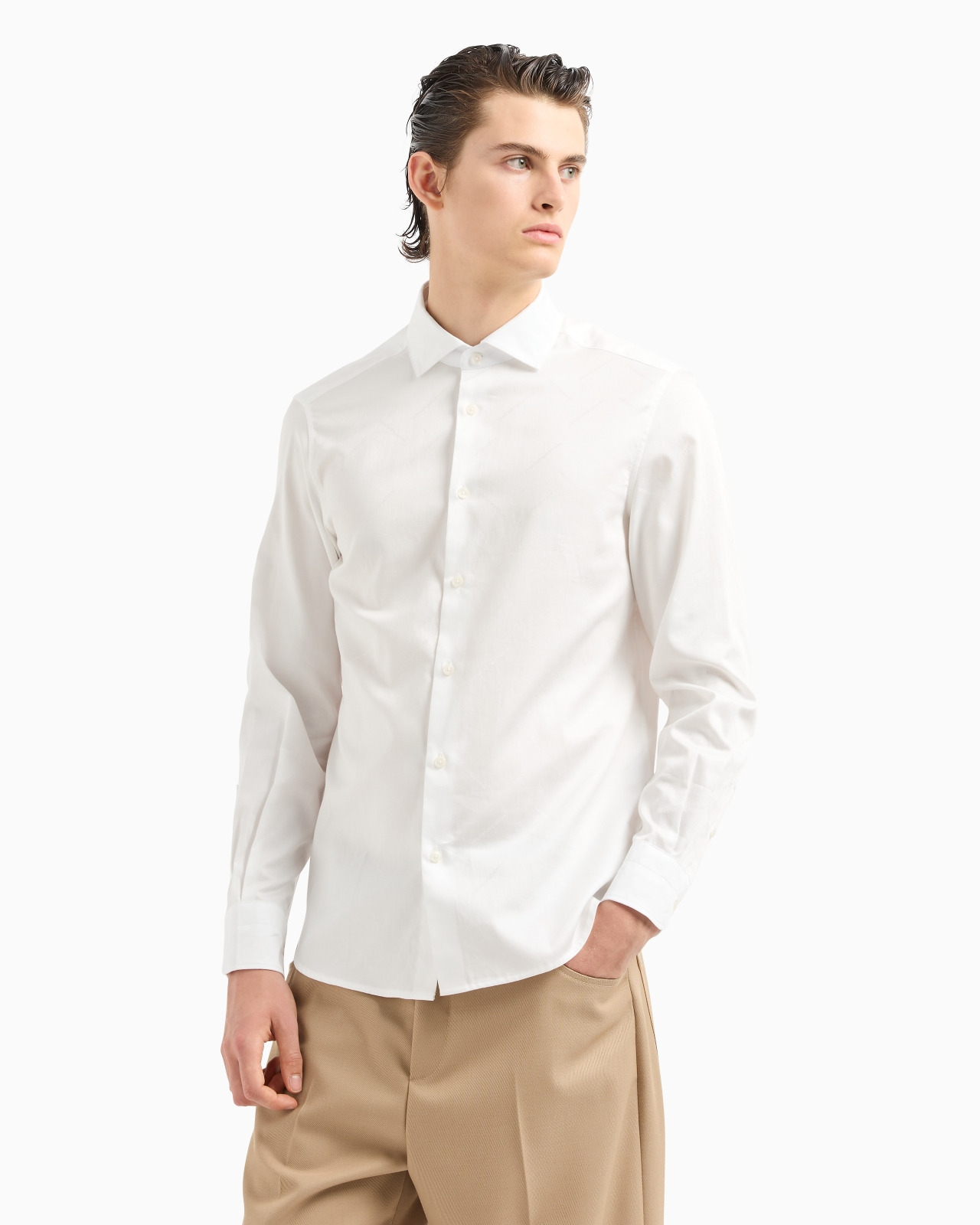 Cotton shirt with all-over jacquard logo lettering - 2