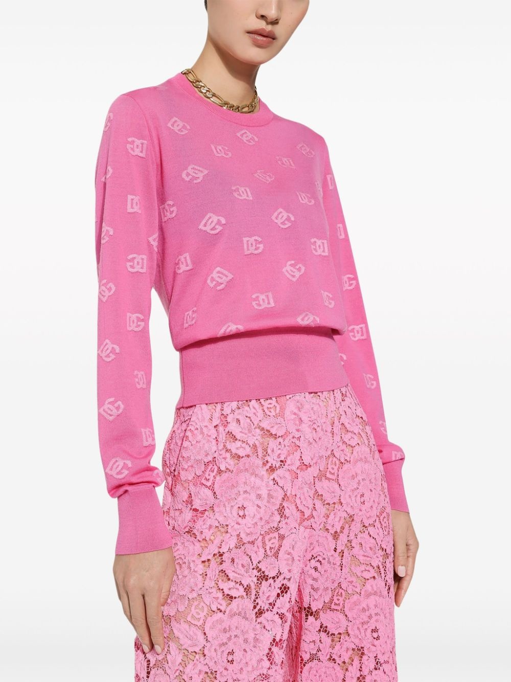 logo-jacquard crew-neck jumper - 5