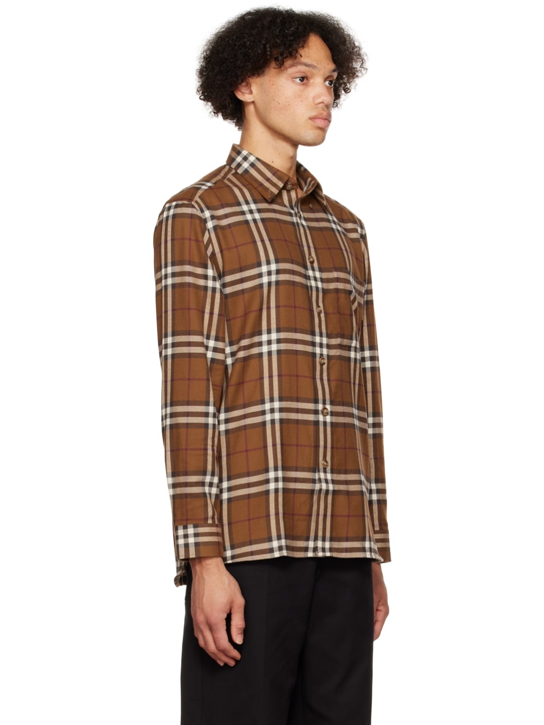 Brown Button-Down Collar Shirt - 2
