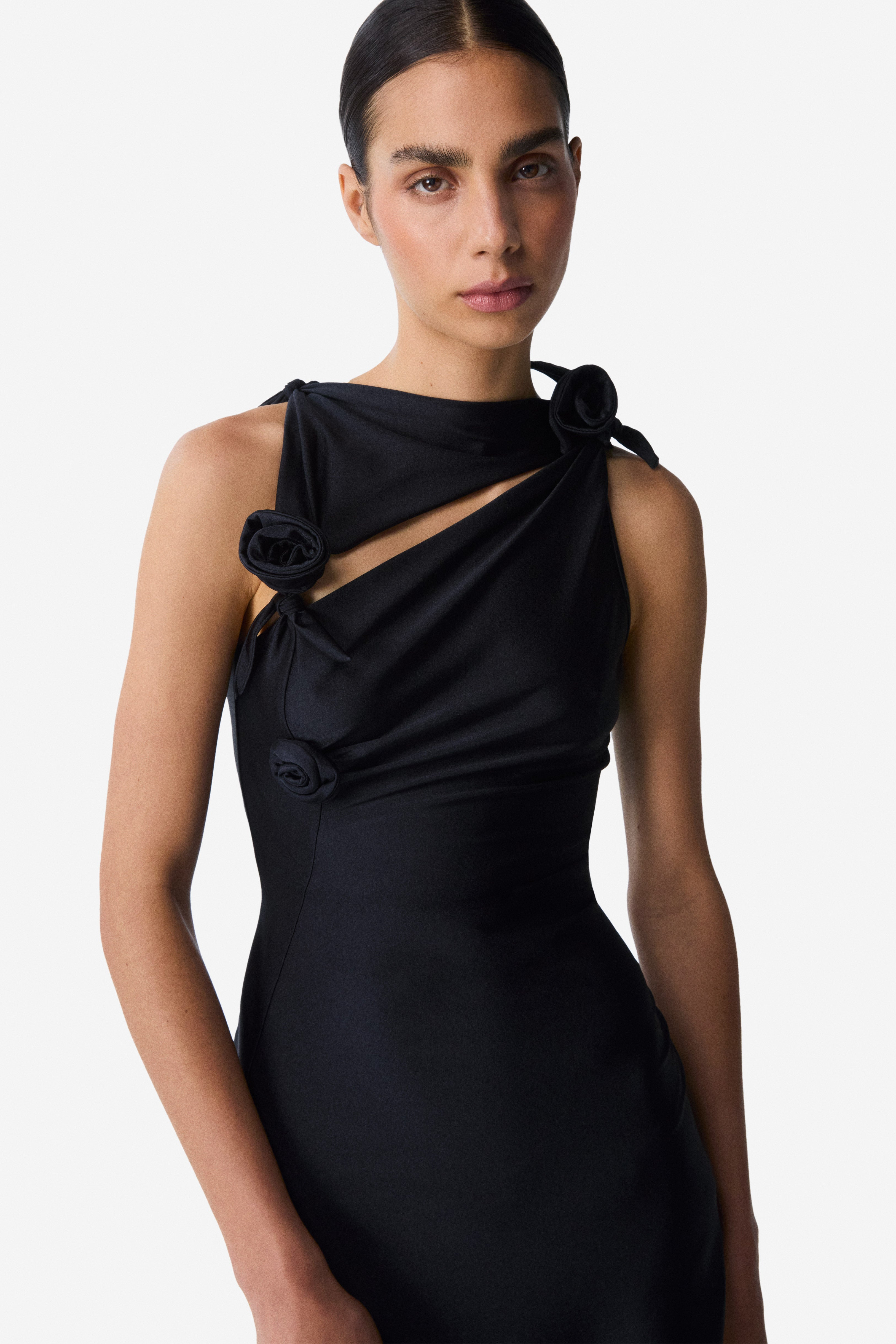 Asymmetric Flower Mini Dress - 2