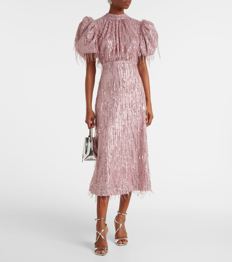 ROTATE Sequined balloon-sleeve midi dress outlook