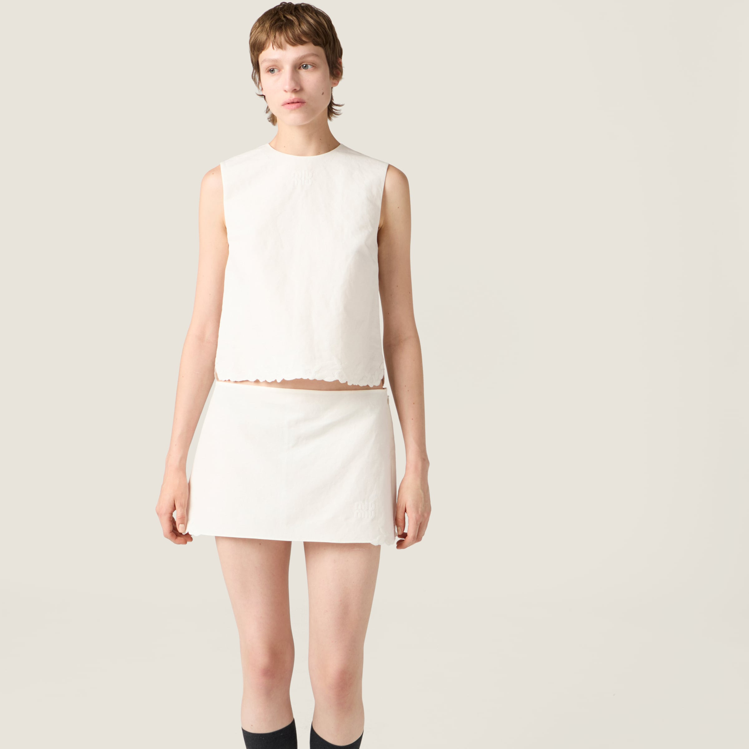Embroidered slubbed canvas top - 5