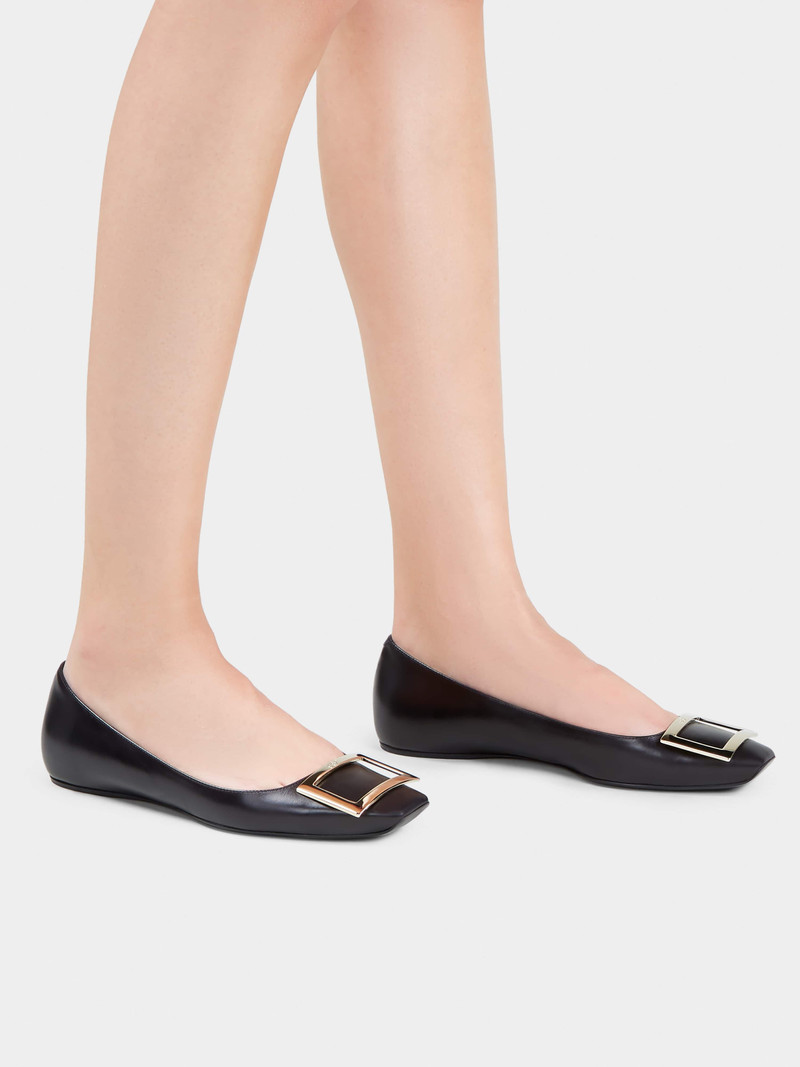 Roger Vivier Trompette Metal Buckle Ballerinas in Leather outlook